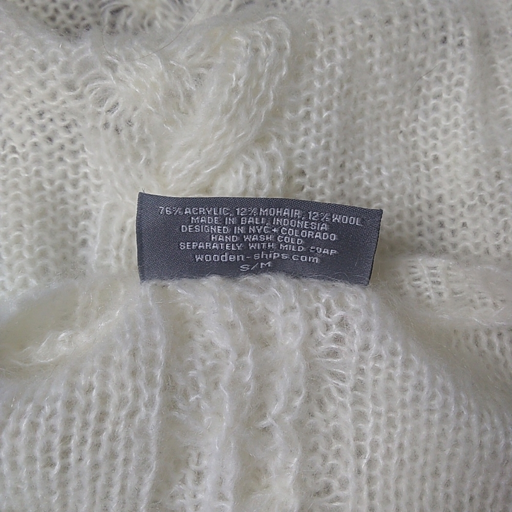 Wooden Ships Open Weave Cable Knit Mohair Blend Sweater - Picture 6 of 6